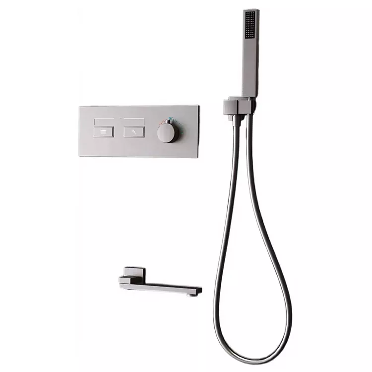 Minimalistinen Dark Gunmetal Dual-Outlet -suihkupää